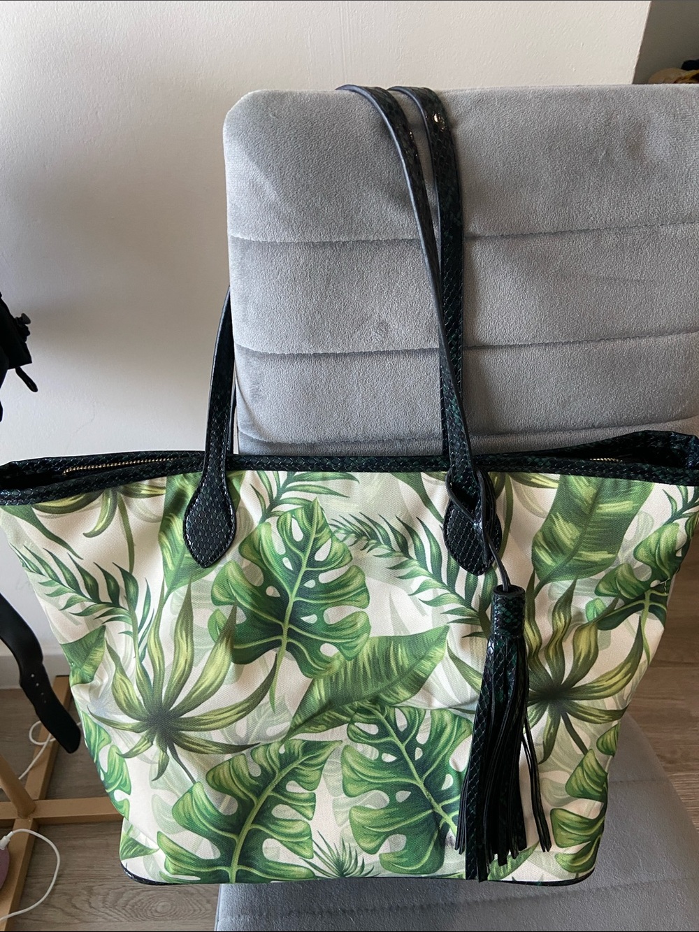 Tropical Leaf Tote Bag -  Bjoelle Tote Green Print